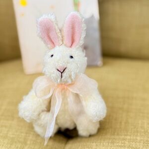 Vintage White Bunny Plush Jointed 90s North American Bear Fuzzy Wuzzy Easter